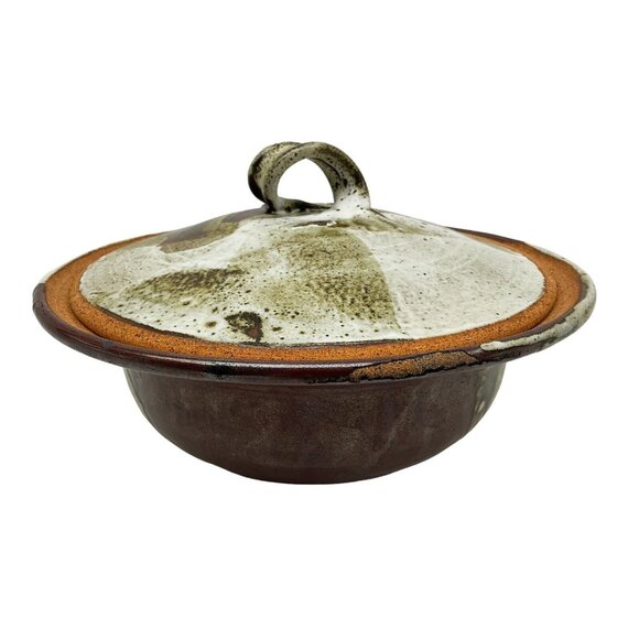 Hand Crafted 2 Piece Pottery Serving Bowl/Casserole Dish Vintage 1974 Collectibl - Picture 1 of 16
